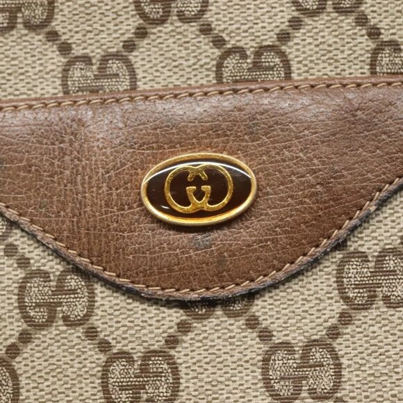 GUCCI GG Supreme Web Sherry Line Tote Bag PVC Beige Gold - Picture 13 of 16